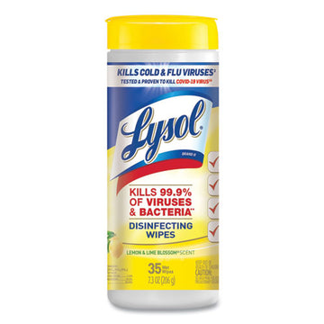 LYSOL® Brand Disinfecting Wipes, 7 X 7.25, Lemon And Lime Blossom, 35 Wipes-canister freeshipping - TVN Wholesale